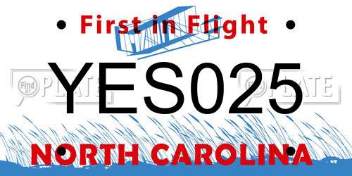 YES025 North Carolina License Plate