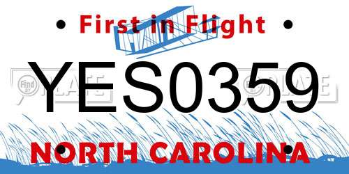 YES0359 North Carolina License Plate