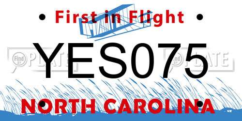 YES075 North Carolina License Plate