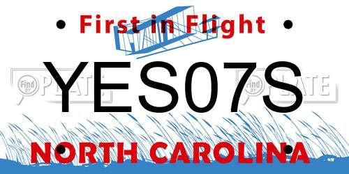 YES07S North Carolina License Plate