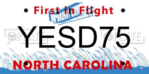 YESD75 North Carolina License Plate