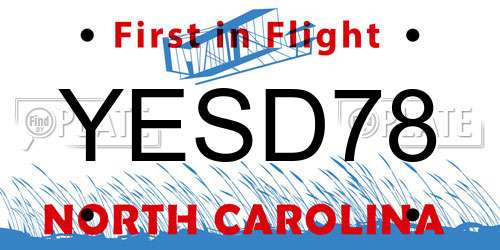 YESD78 North Carolina License Plate
