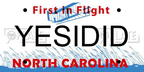 YESIDID North Carolina License Plate
