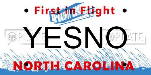 YESNO North Carolina License Plate