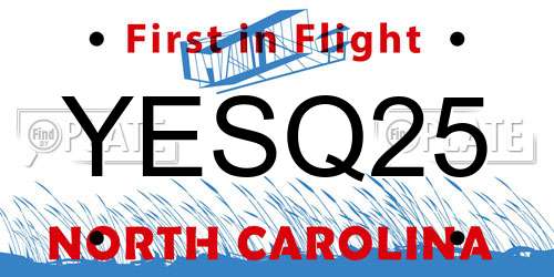 YESQ25 North Carolina License Plate