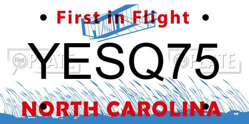 YESQ75 North Carolina License Plate