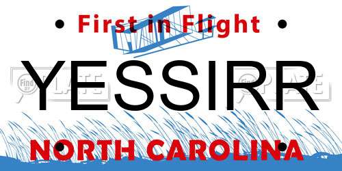 YESSIRR North Carolina License Plate