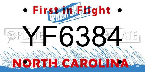 YF6384 North Carolina License Plate