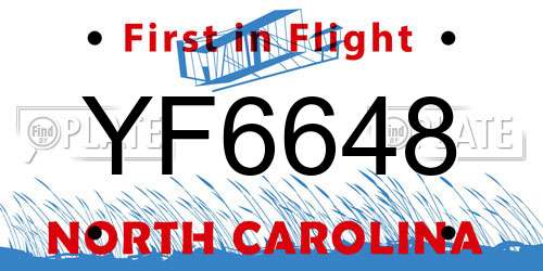 YF6648 North Carolina License Plate