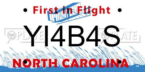YI4B4S North Carolina License Plate