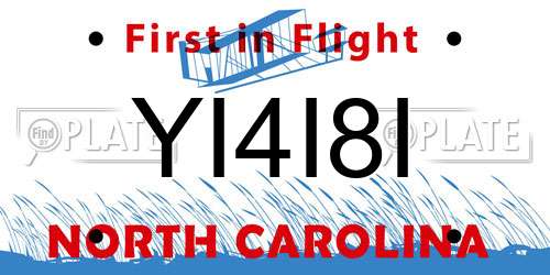 YI4I8I North Carolina License Plate