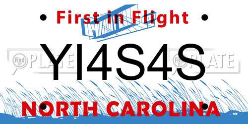 YI4S4S North Carolina License Plate