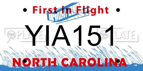 YIA151 North Carolina License Plate