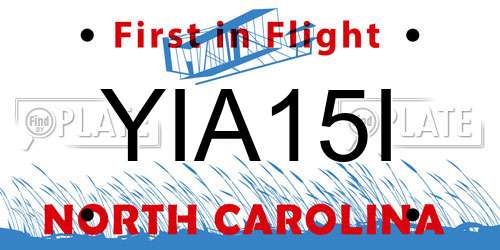YIA15I North Carolina License Plate