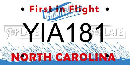 YIA181 North Carolina License Plate