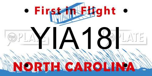 YIA18I North Carolina License Plate