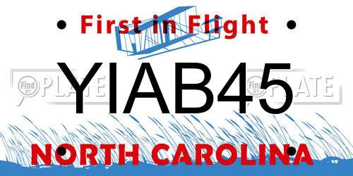 YIAB45 North Carolina License Plate