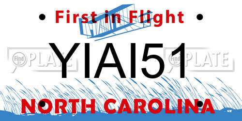 YIAI51 North Carolina License Plate
