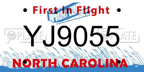 YJ9055 North Carolina License Plate