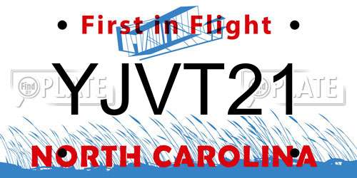 YJVT21 North Carolina License Plate
