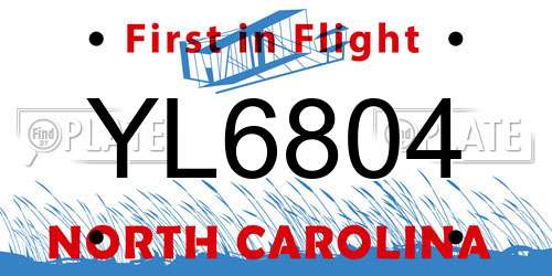 YL6804 North Carolina License Plate