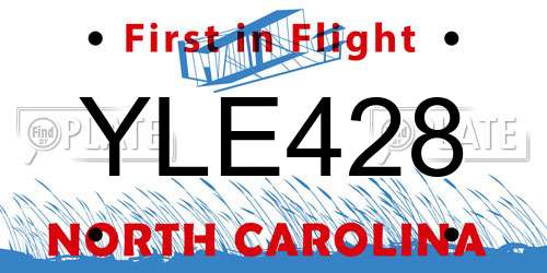 YLE428 North Carolina License Plate