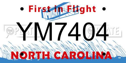 YM7404 North Carolina License Plate