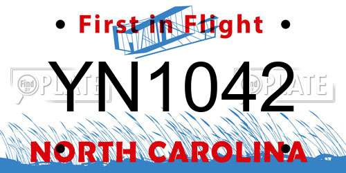 YN1042 North Carolina License Plate