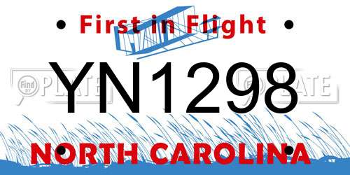 YN1298 North Carolina License Plate