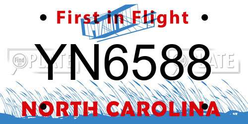 YN6588 North Carolina License Plate