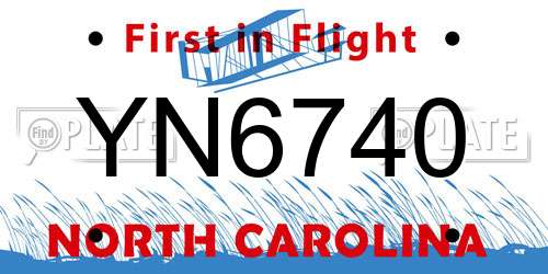 YN6740 North Carolina License Plate