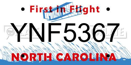 YNF5367 North Carolina License Plate