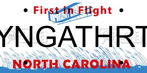 YNGATHRT North Carolina License Plate