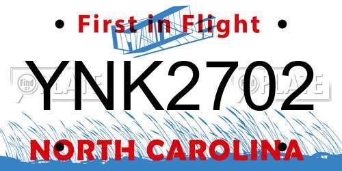 YNK2702 North Carolina License Plate