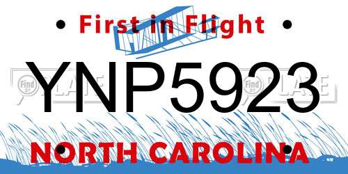 YNP5923 North Carolina License Plate