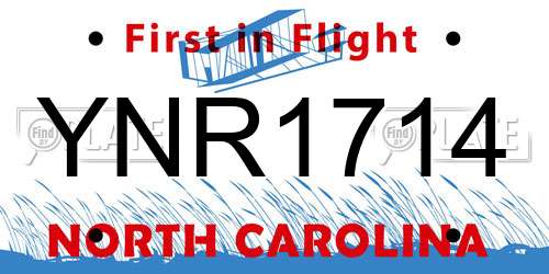 YNR1714 North Carolina License Plate