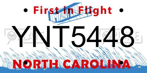 YNT5448 North Carolina License Plate