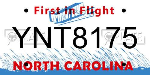 YNT8175 North Carolina License Plate