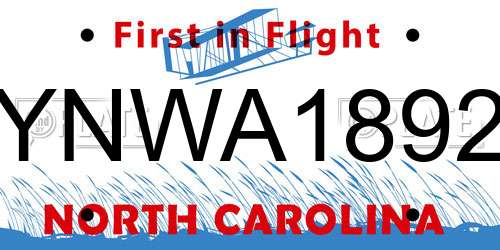 YNWA1892 North Carolina License Plate