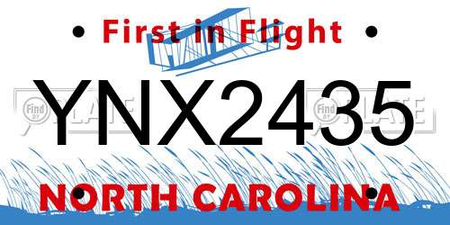 YNX2435 North Carolina License Plate