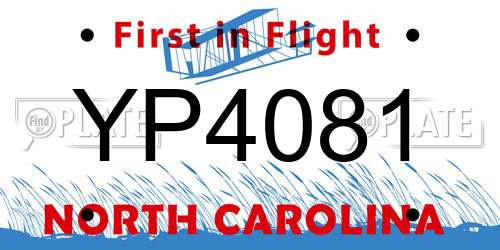 YP4081 North Carolina License Plate
