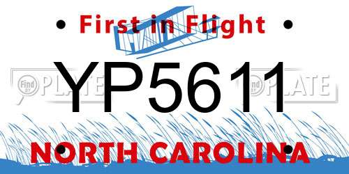 YP5611 North Carolina License Plate