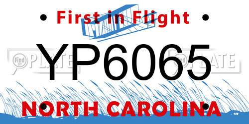 YP6065 North Carolina License Plate