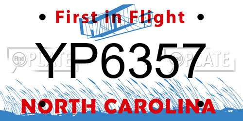 YP6357 North Carolina License Plate