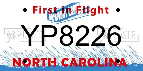 YP8226 North Carolina License Plate