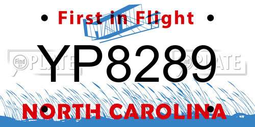 YP8289 North Carolina License Plate