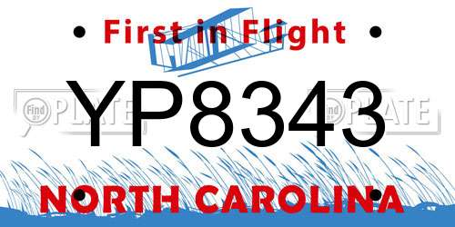 YP8343 North Carolina License Plate