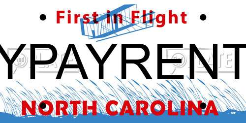 YPAYRENT North Carolina License Plate