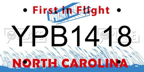 YPB1418 North Carolina License Plate