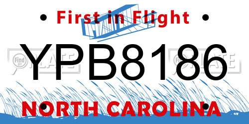 YPB8186 North Carolina License Plate